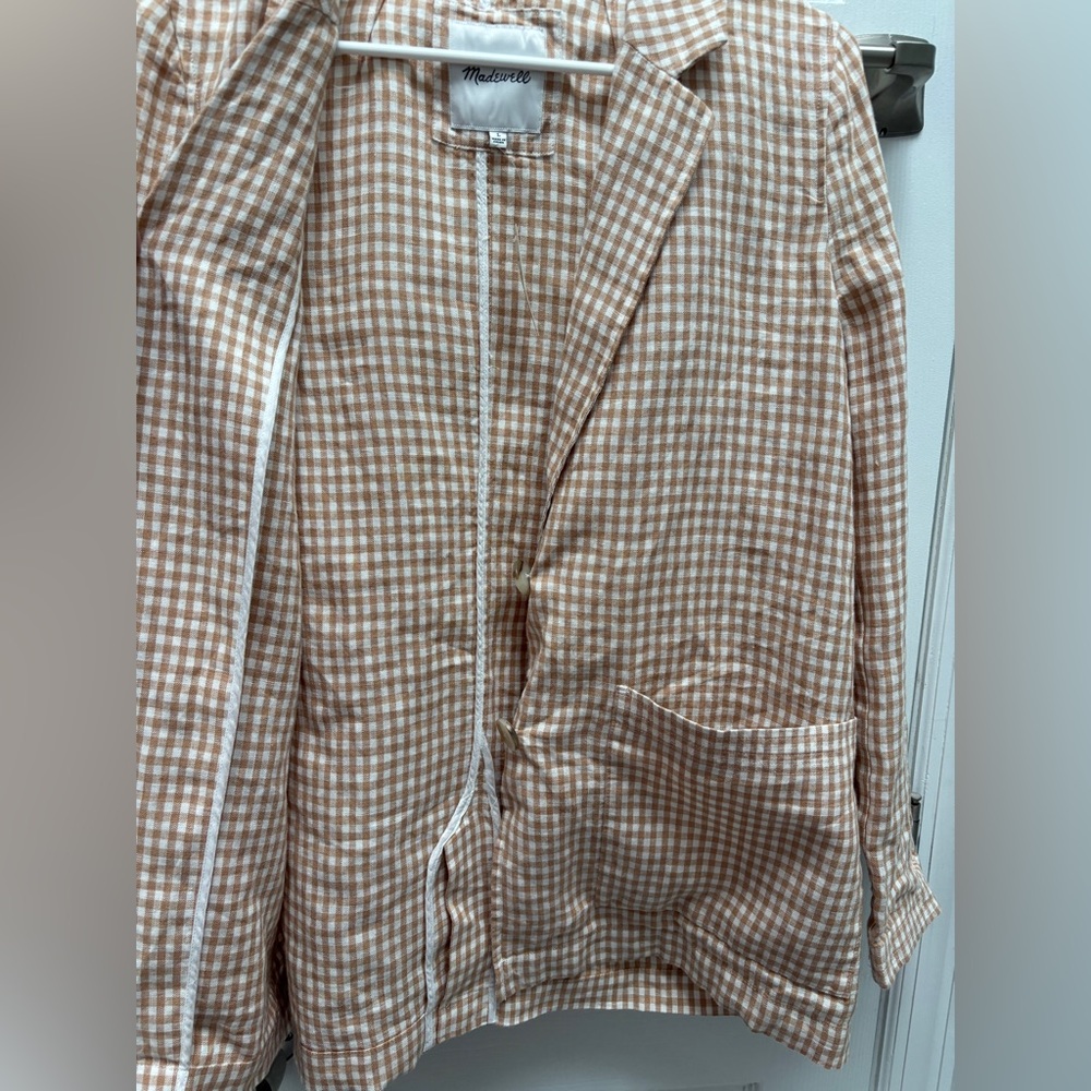 Madewell Linen Dorset Blazer in Gingham Check - Picture 8 of 15
